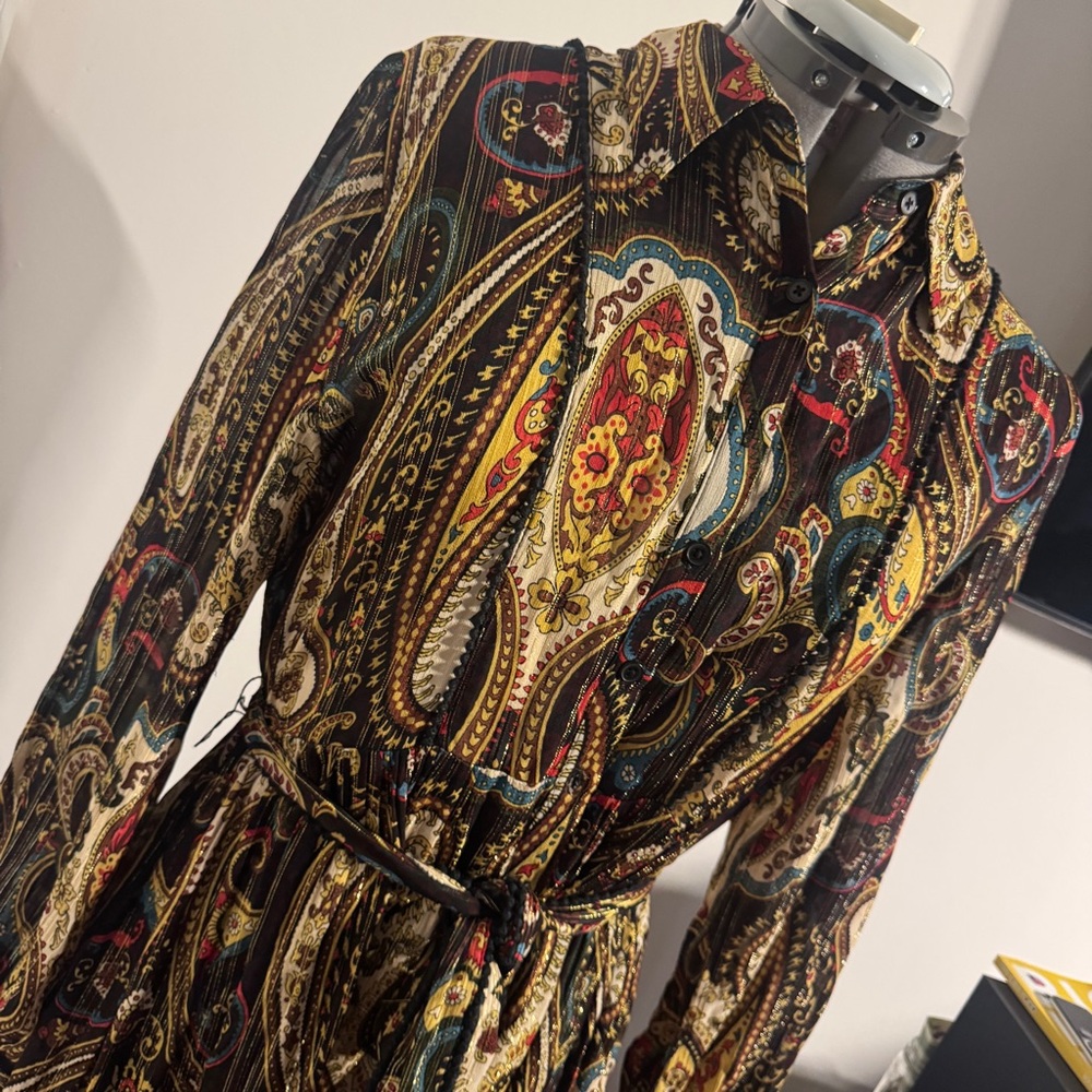 Zara Multicolor Paisley Long Sleeve Dress